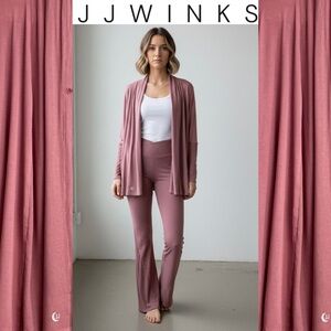JJWinks Mauve Lounge Set Intimate Pajama Cardigan Pant Minimalist Quiet Luxury S